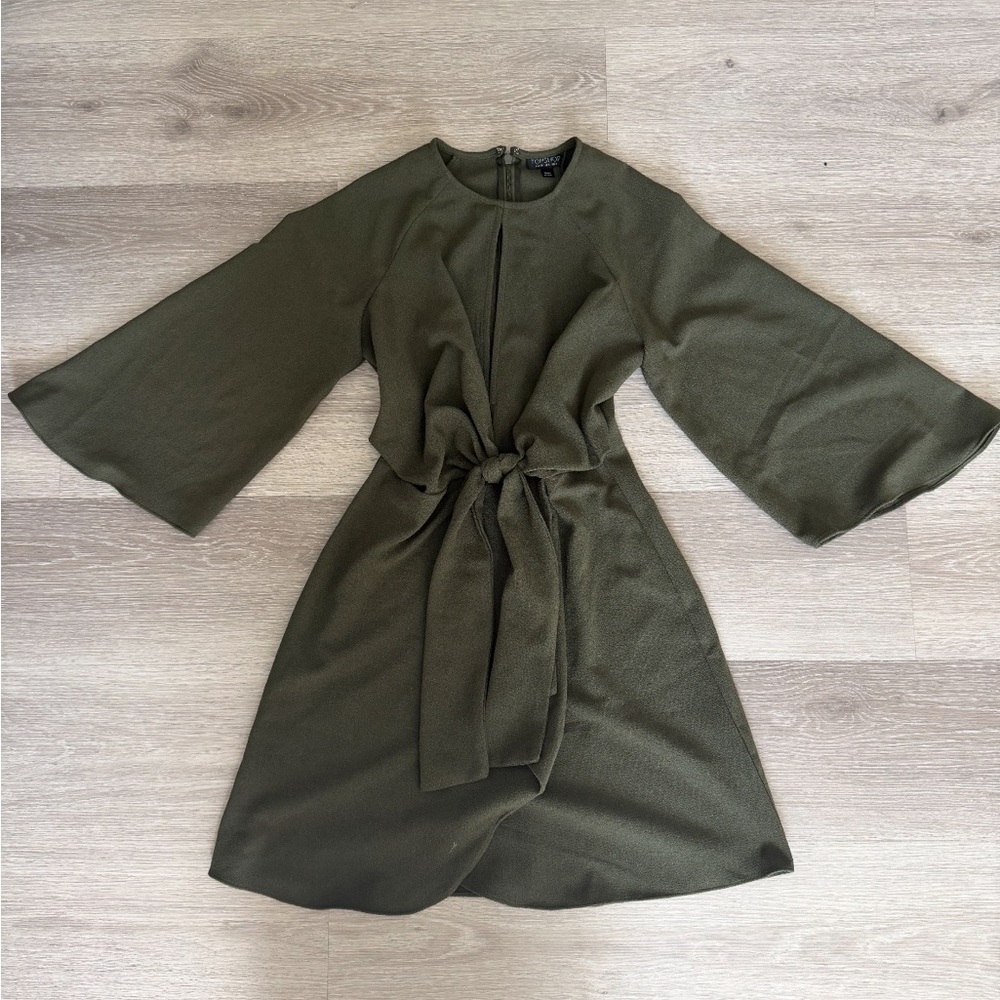 Topshop Green Long Sleeve Dress